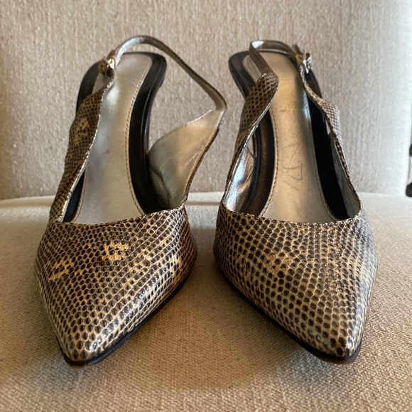 Lambertson Truex Snakeprint Snakeskin Slingback Pointed Toe Heels Pumps 7.5-8 - Picture 9 of 12